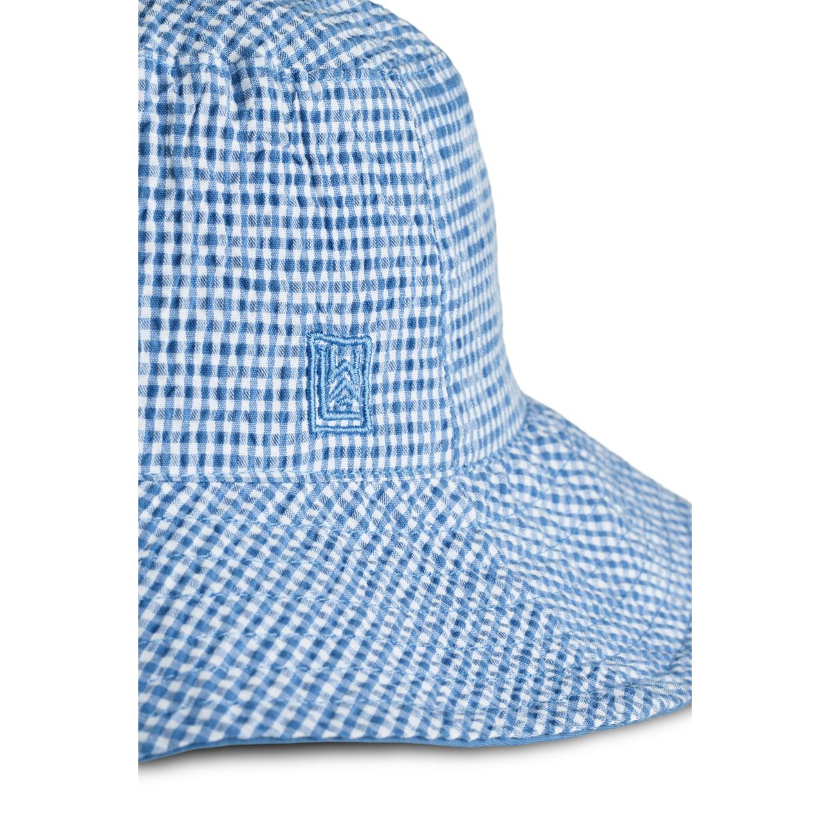 Liewood Damon Seersucker Bucket Hat - Y/D Check Riverside / Crisp white - HATS/CAP