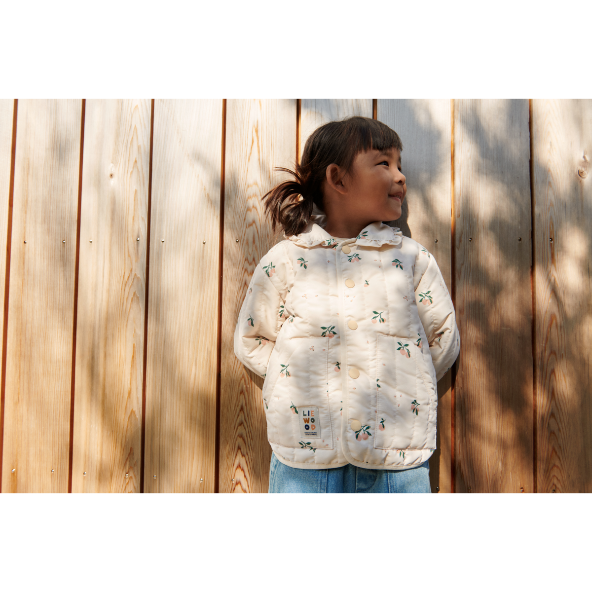 Liewood Bea Quilted Jacket With Frill Collar - Peach / Sea shell - JACKET