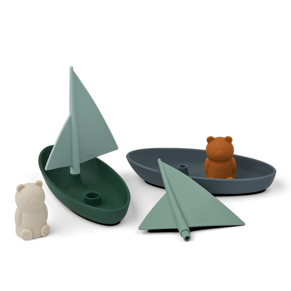 Liewood Ensley toy boats 2 pack - Whale blue multi mix - BATH TOYS