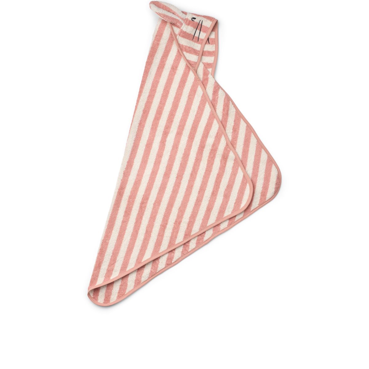 Albert hooded baby towel - Coral blush / creme de la creme stripe