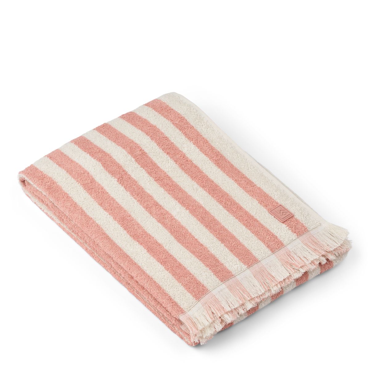 Summer beach towel - Coral blush / creme de la creme stripe