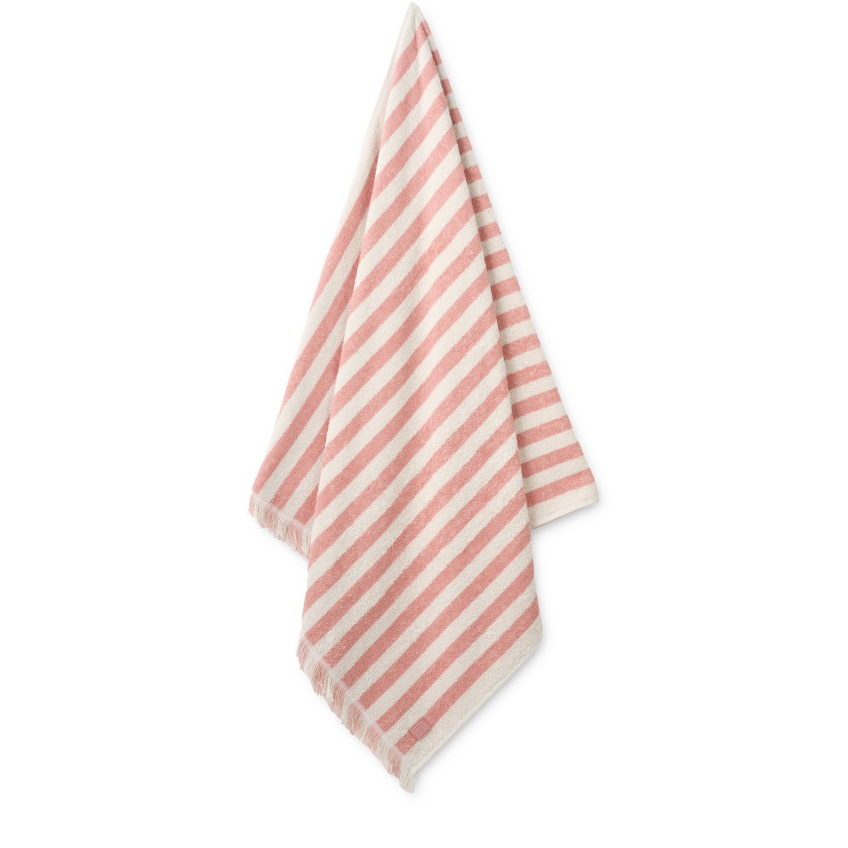 Summer beach towel - Coral blush / creme de la creme stripe