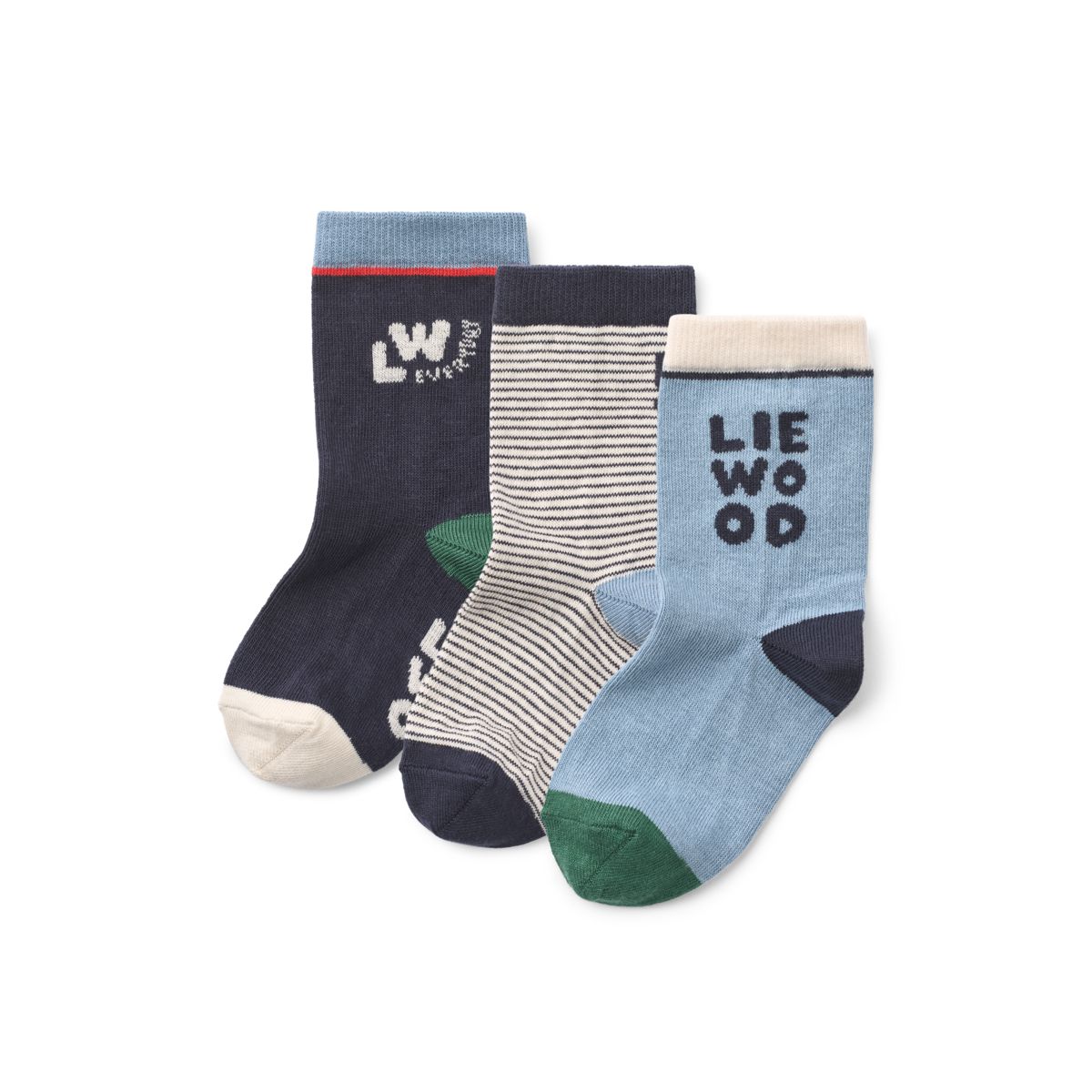 Liewood Silas Socks 3-Pack - Beach blue / Classic navy Stripe mix - SOCKS/STOCKINGS