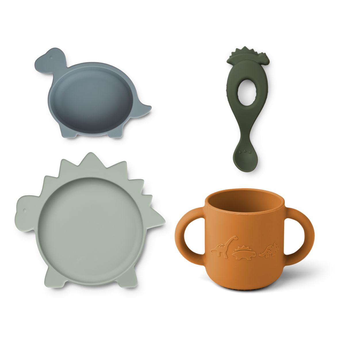 Liewood Vivi Silicone Tableware 4 Pack Baby - Dino blue multi mix - TABLEWARE SET