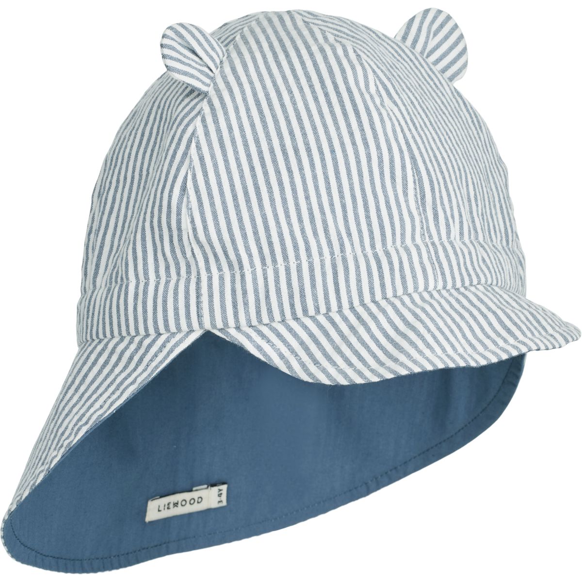 Gorm Seersucker Sun Hat - Y/D stripe: Blue wave/creme de la creme