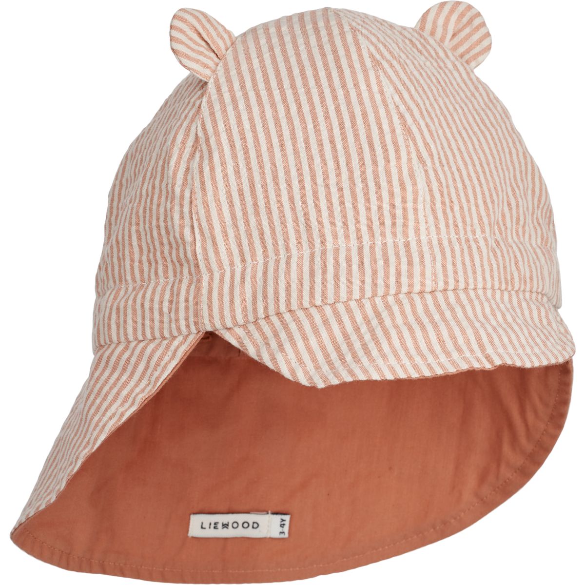 Gorm Seersucker Sun Hat - Y/D Stripe Tuscany rose / Sandy