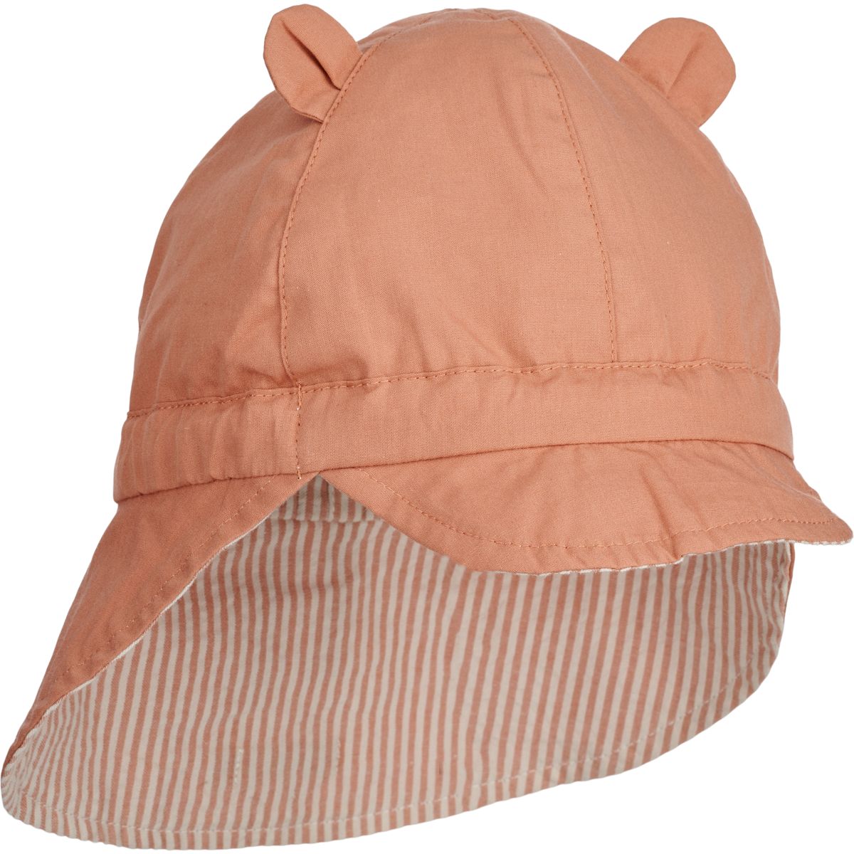Gorm Seersucker Sun Hat - Y/D Stripe Tuscany rose / Sandy