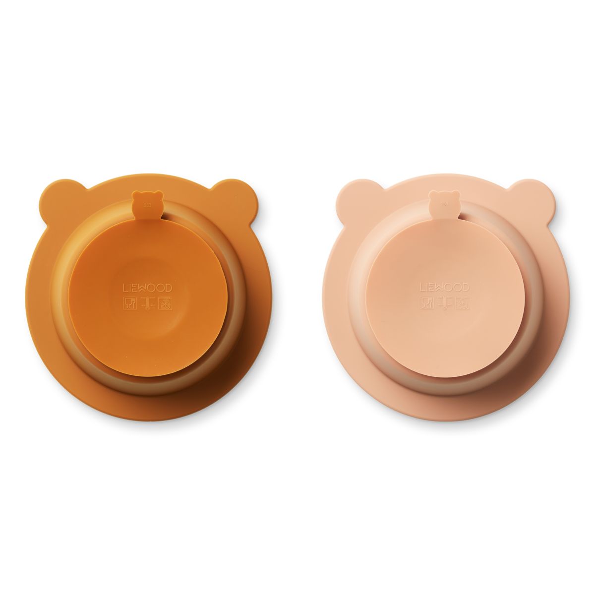 Liewood Peony Suction Bowl 2-Pack - Mustard / tuscany rose mix - BOWL