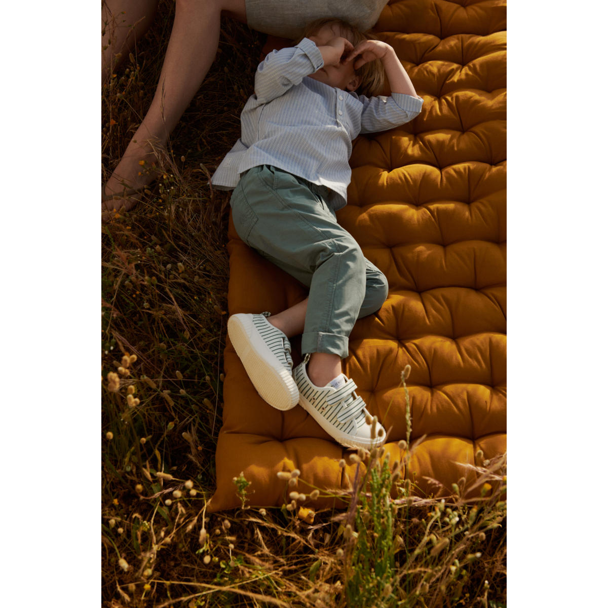 Liewood Kim Canvas shoe - Stripe Garden green / Creme de la creme - SNEAKERS