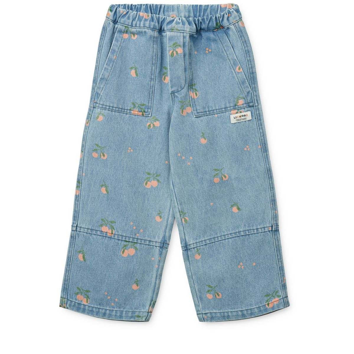 Liewood Cesar Printed Denim Trousers - Peach / Light Blue Denim - PANTS