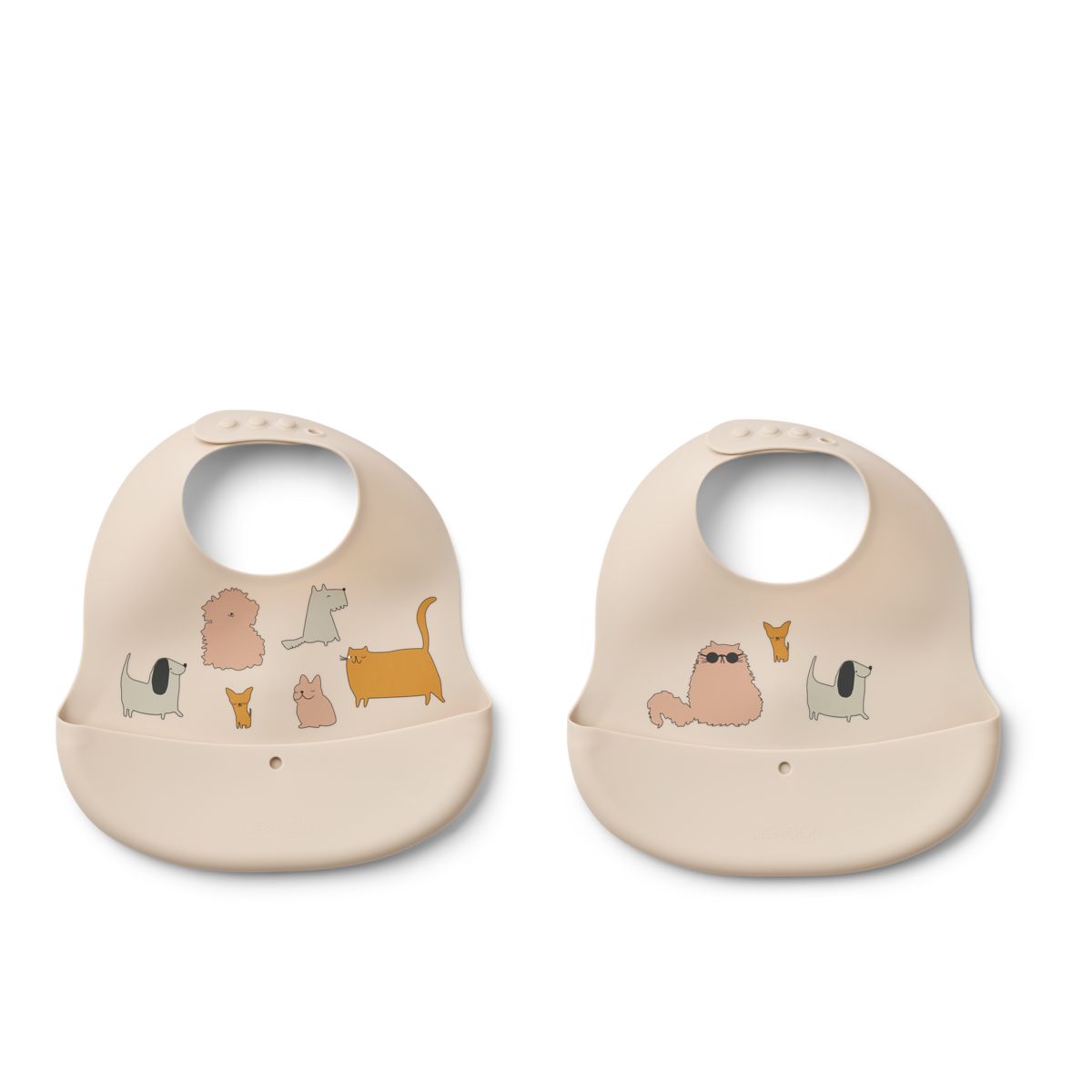 Liewood EMBER Printed Bib 2-pack - Cats and Dogs / Sandy - BIB