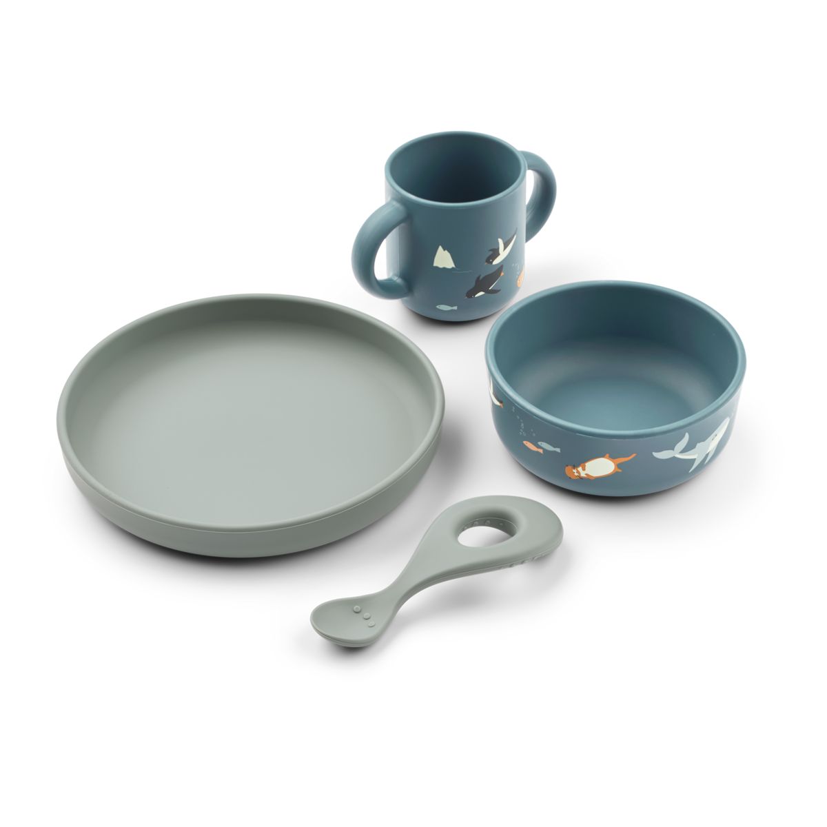 Liewood Vivi Silicone Tableware Set - Arctic Sea / Ocean view - TABLEWARE SET
