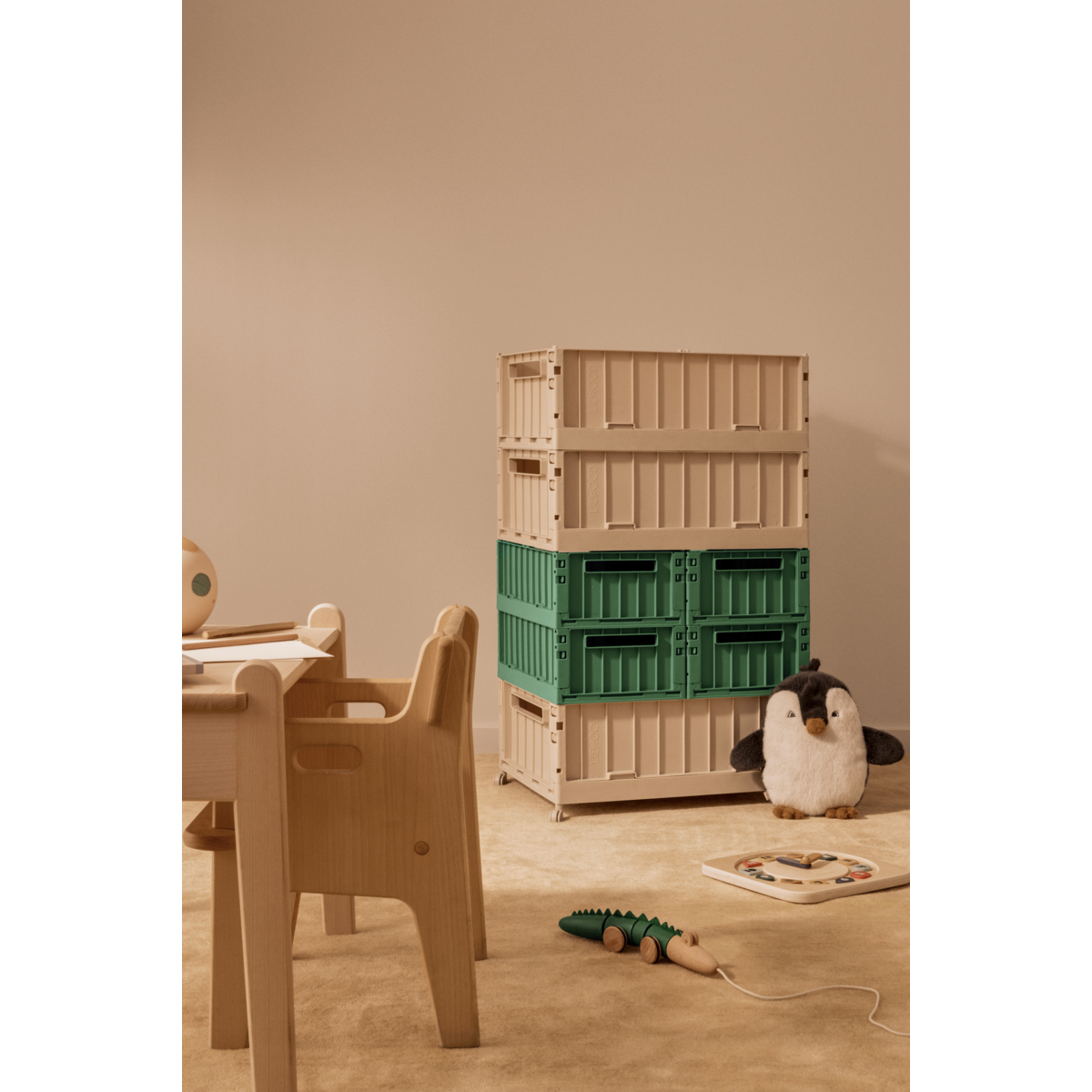 Liewood Weston Large Storage Box With Wheels - Sandy - STORAGE BOX