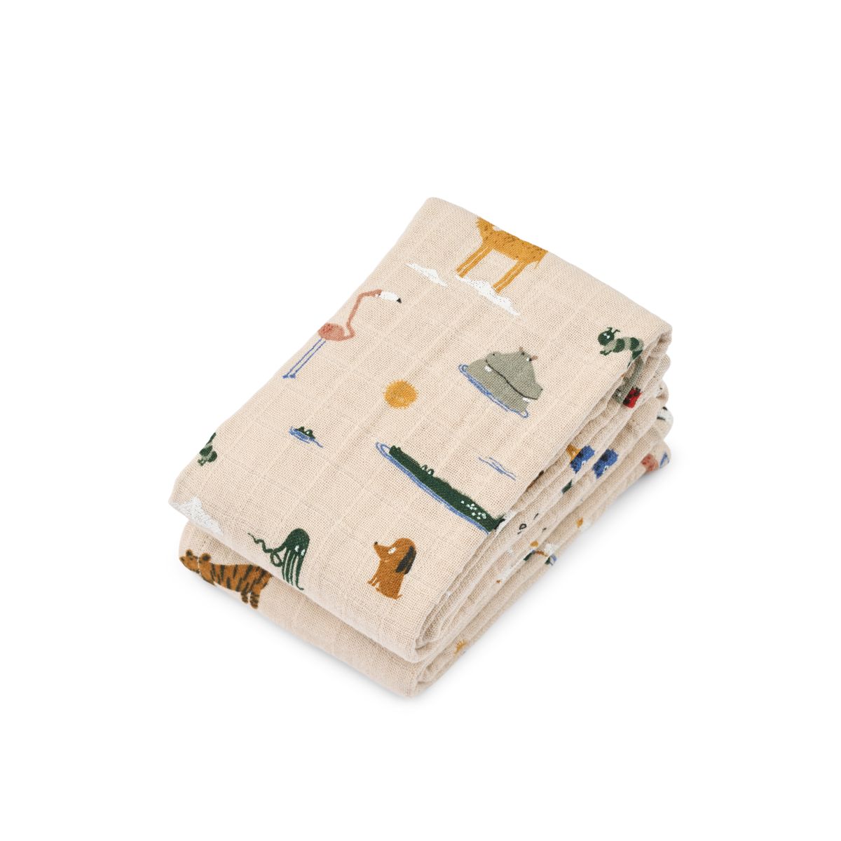 Liewood Lewis Muslin Cloth 2-Pack - Around the world / Sandy - MUSLIN CLOTH
