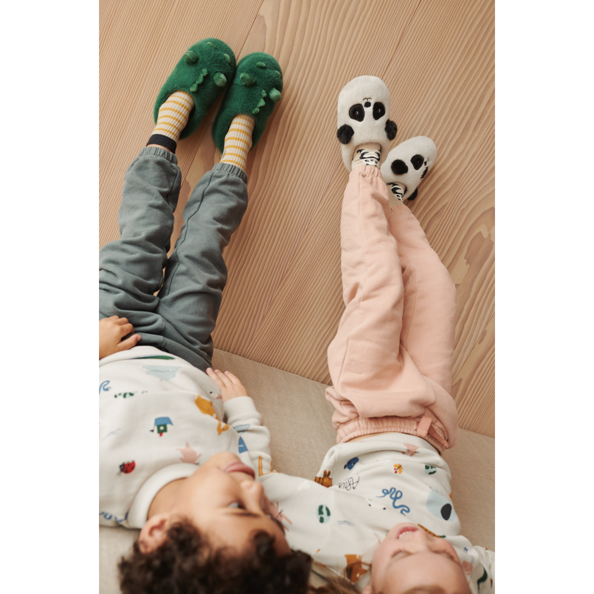 Liewood Aviaja Panda Slippers - Sandy / Dark grey - INDOOR SLIPPERS