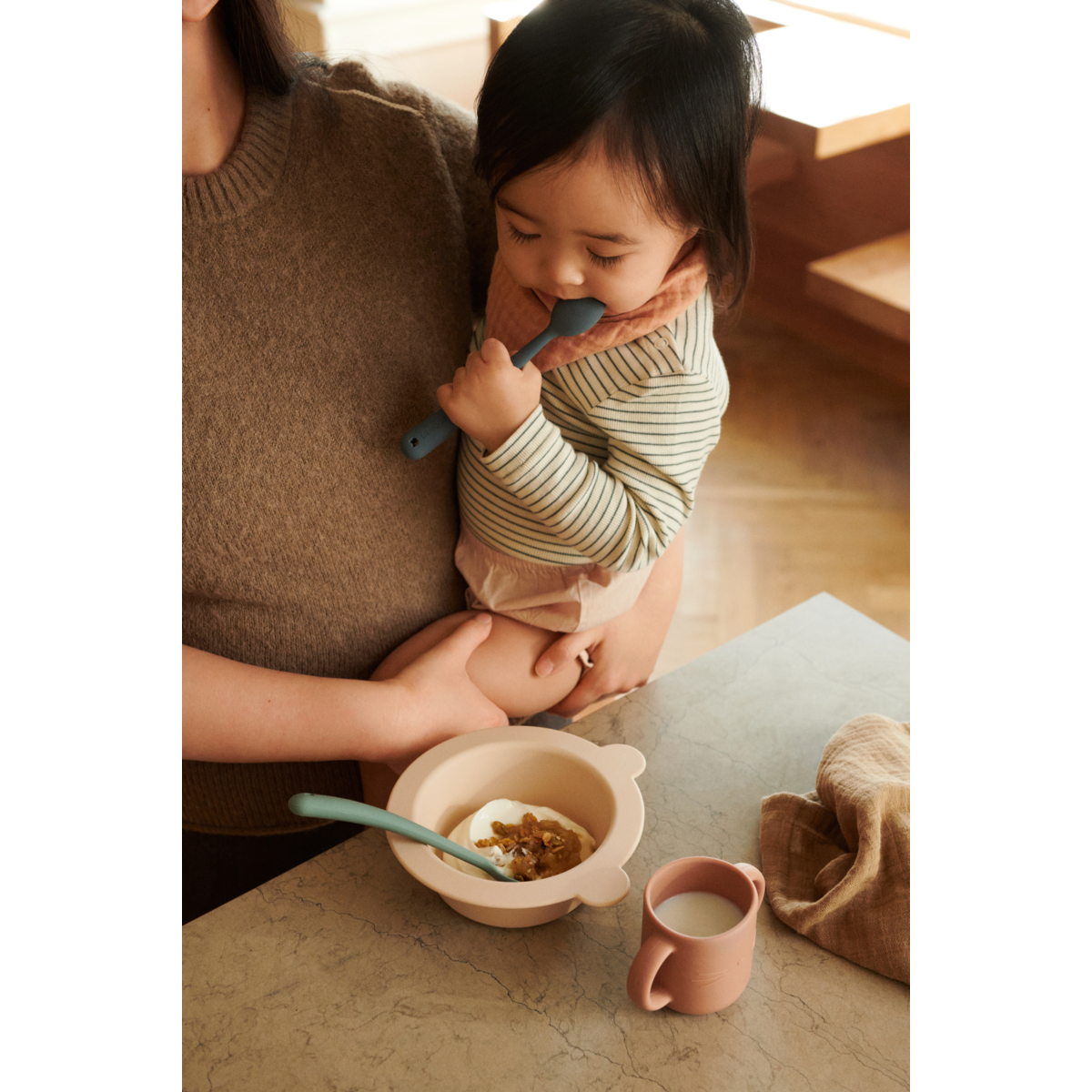Liewood Peony Suction Bowl 2-Pack - Mustard / tuscany rose mix - BOWL