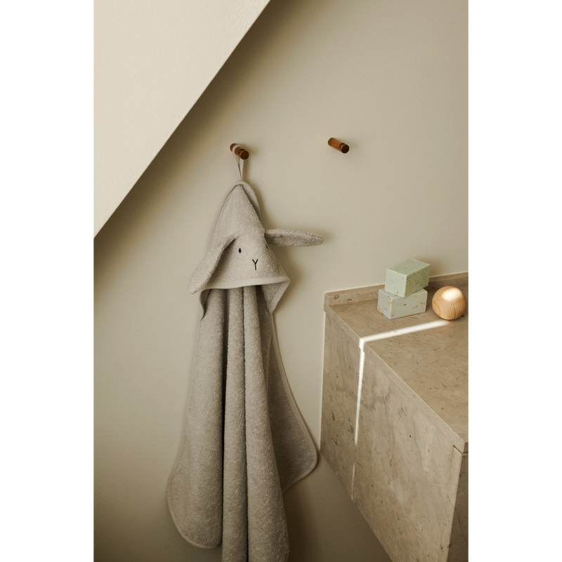 Liewood Albert Hooded Baby Towel - Rabbit dumbo grey - TOWEL / WASHCLOTH