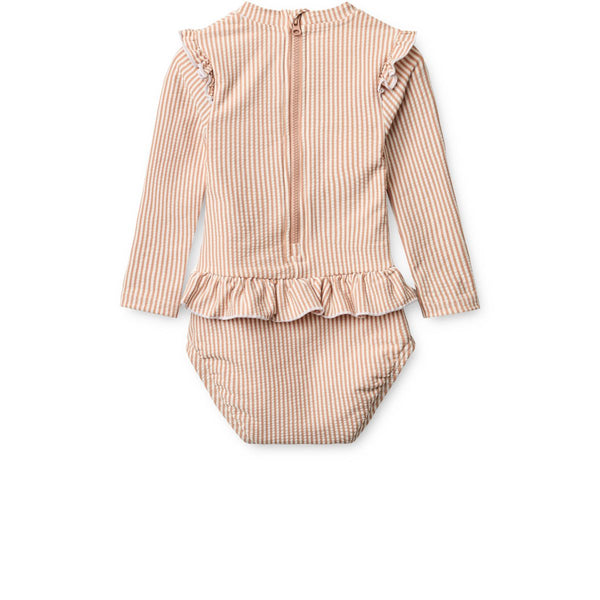 Liewood Sille Seersucker Baby Swimsuit - Y/D stripe Pale tuscany / Creme de la creme - SWIMSUIT