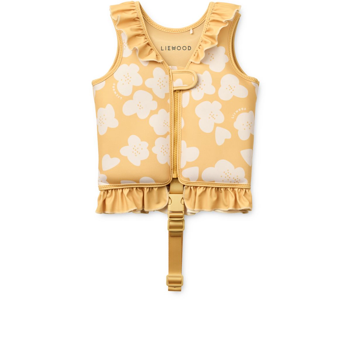 Liewood Dove Swim Vest with Frills - Flower / Lemon yellow - SWIM VEST