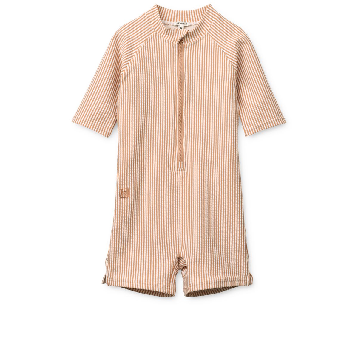 Max Seersucker Short-sleeve swim Jumpsuit - Y/D stripe Pale tuscany / Creme de la creme