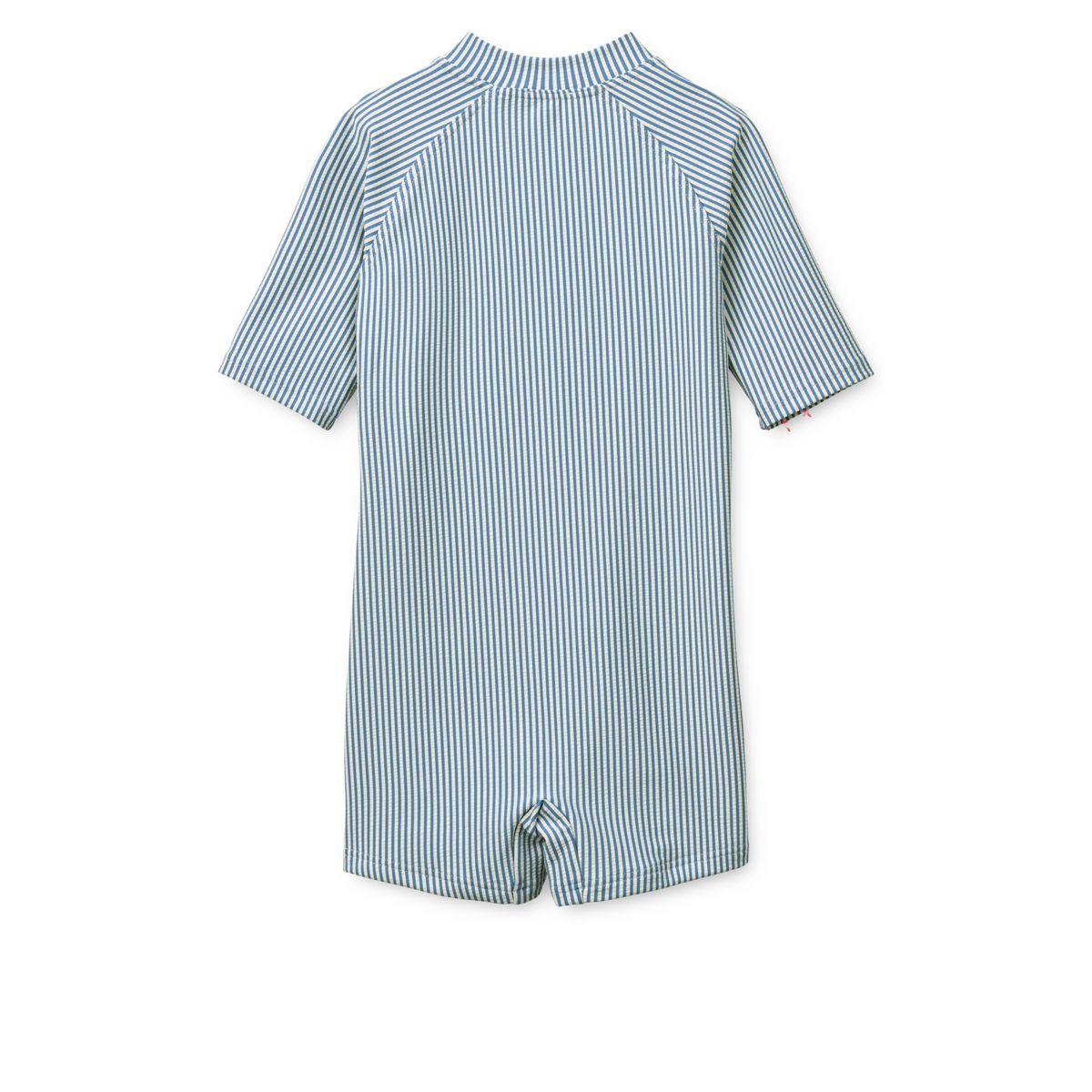 Max Seersucker Short-sleeve swim Jumpsuit - Riverside / Creme de la creme