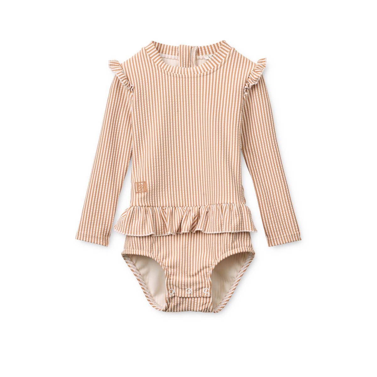 Sille Seersucker Baby Swimsuit - Y/D stripe Pale tuscany / Creme de la creme