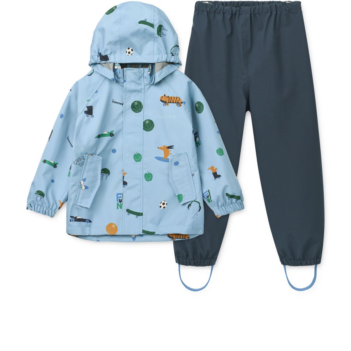 Liewood Pedia Rainwear Set - Fun / Beach blue - SET