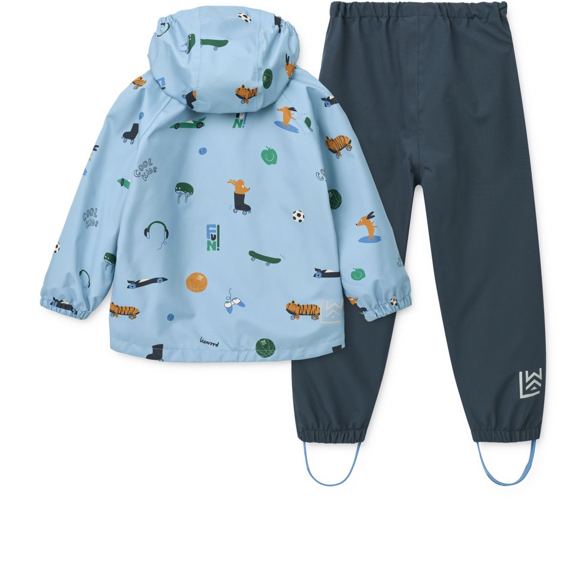 Liewood Pedia Rainwear Set - Fun / Beach blue - SET
