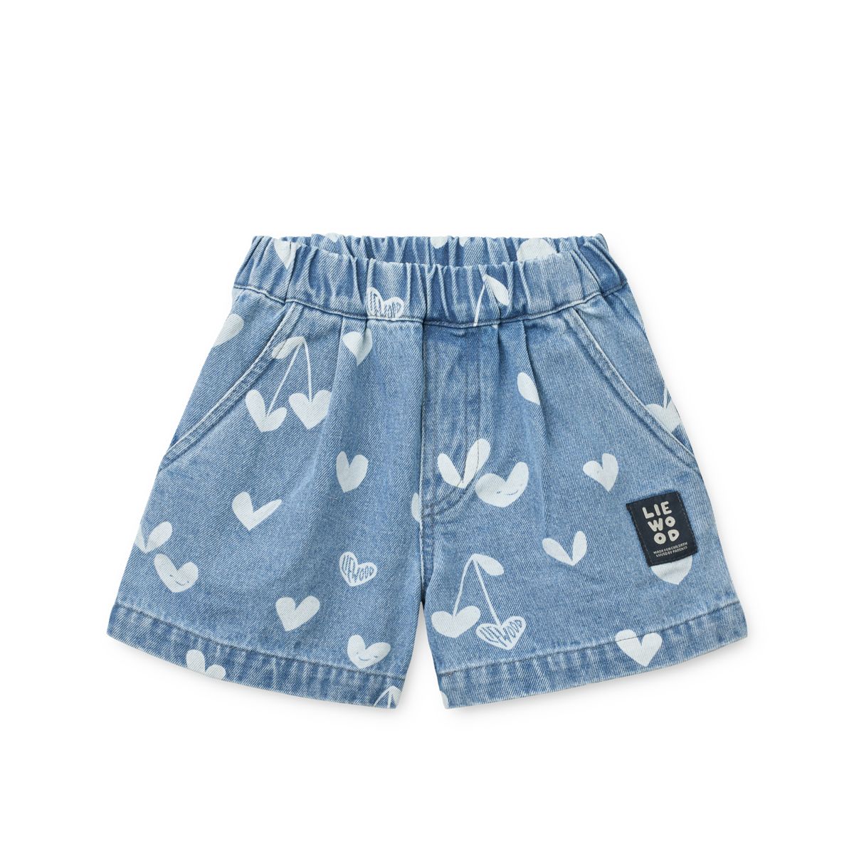 Borrisa Printed Denim Shorts - Sweethearts / light blue denim