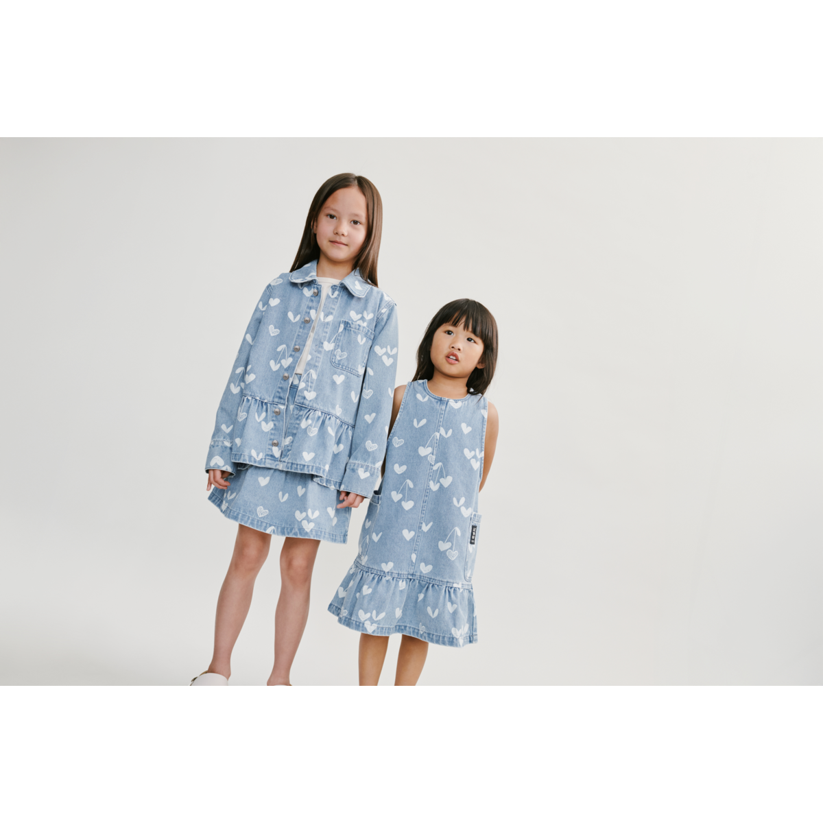 Liewood Kenza Printed Denim Overshirt - Sweethearts / light blue denim - OVERSHIRT