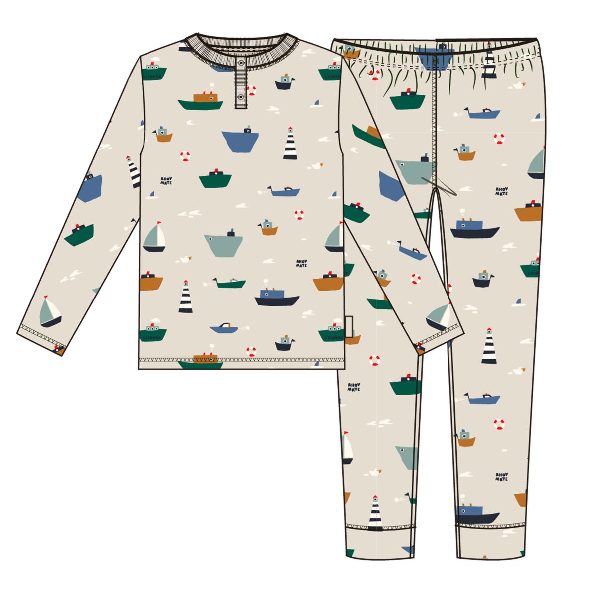 Wilhelm Printed Pyjamas Set - Sailing / Sandy