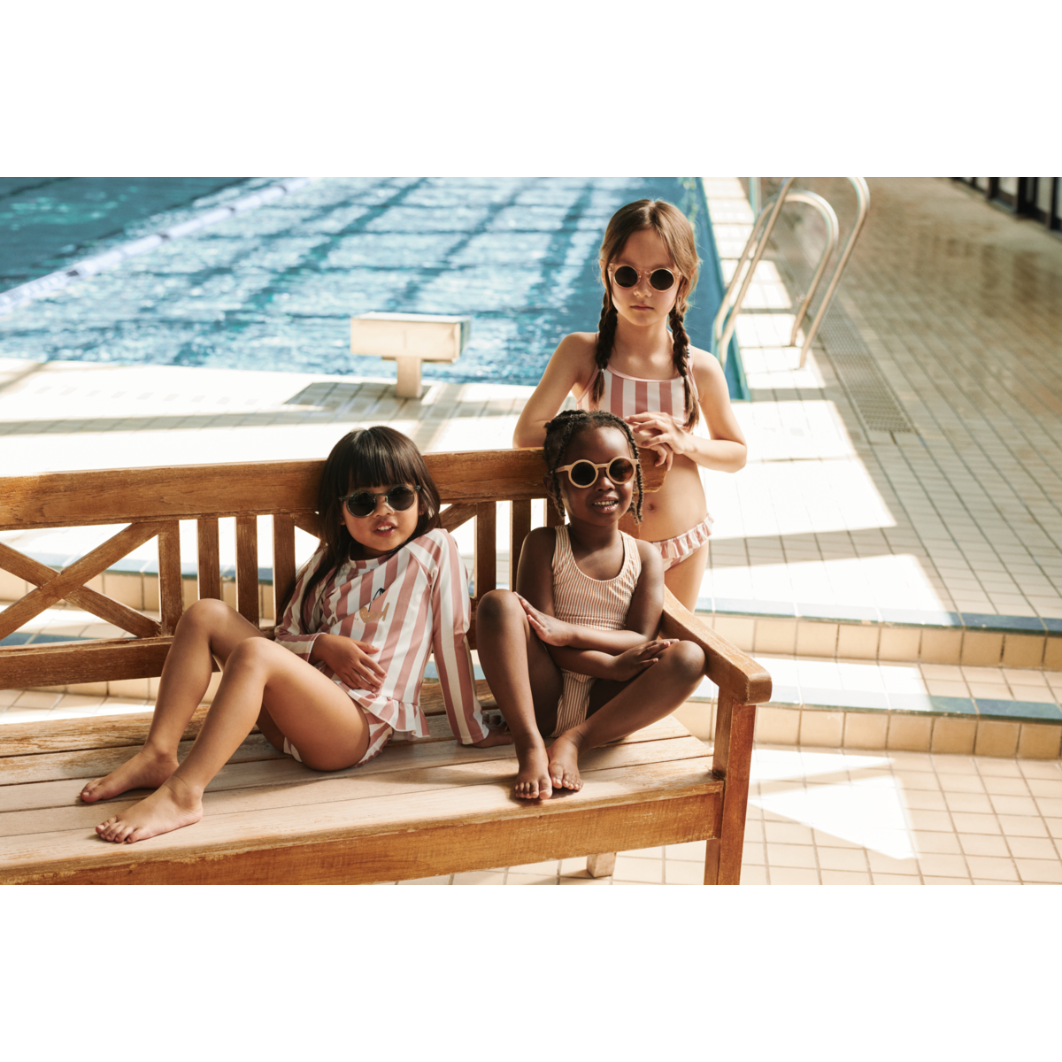 Liewood Dagny Striped Swim Set - Coral blush / creme de la creme stripe - SWIM SET