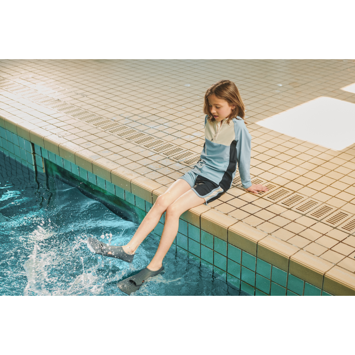 Oluf Swim Tee - Beach blue mix