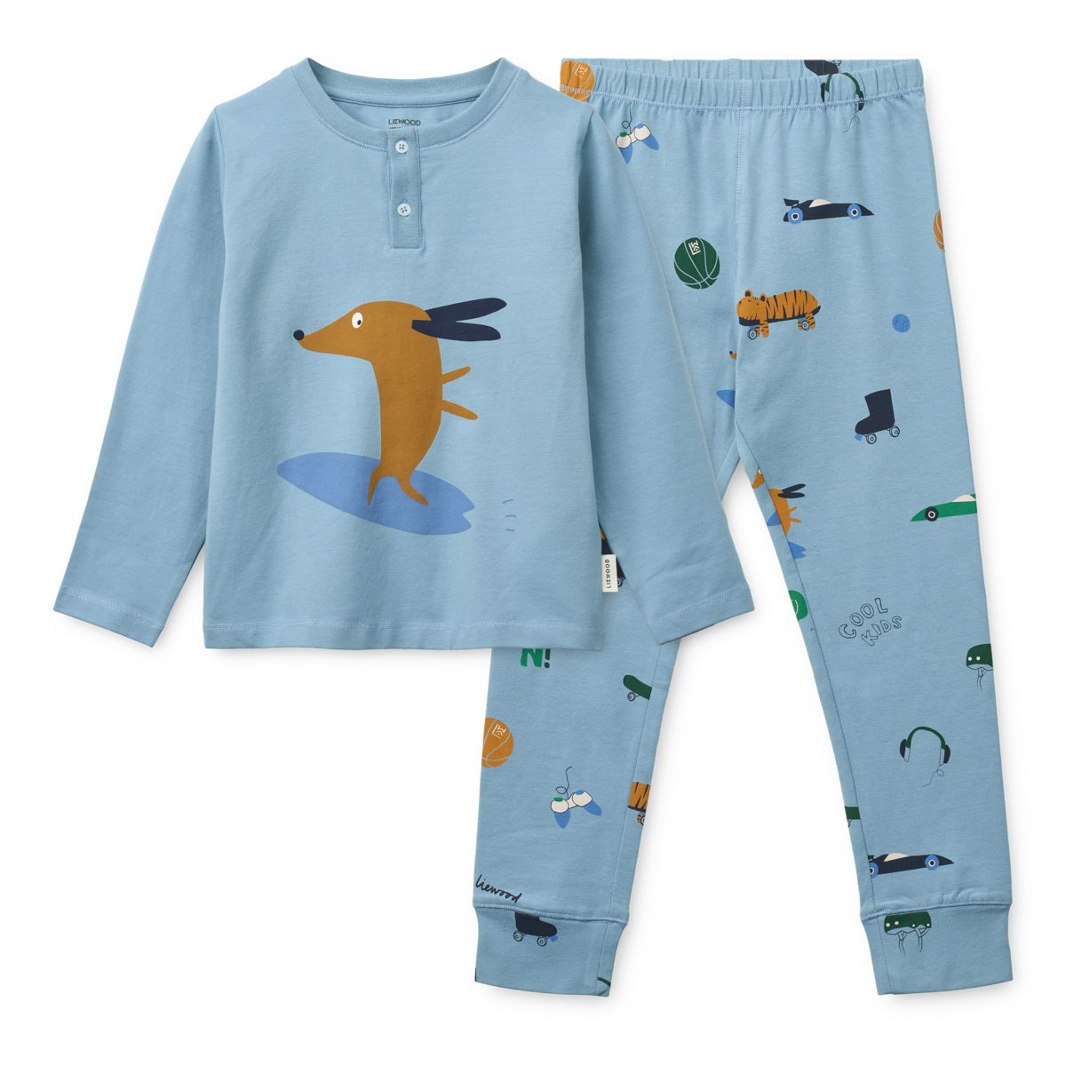 Liewood Wilhelm Printed Pyjamas Set - Dog / fun / beach blue / mix - PYJAMAS SET