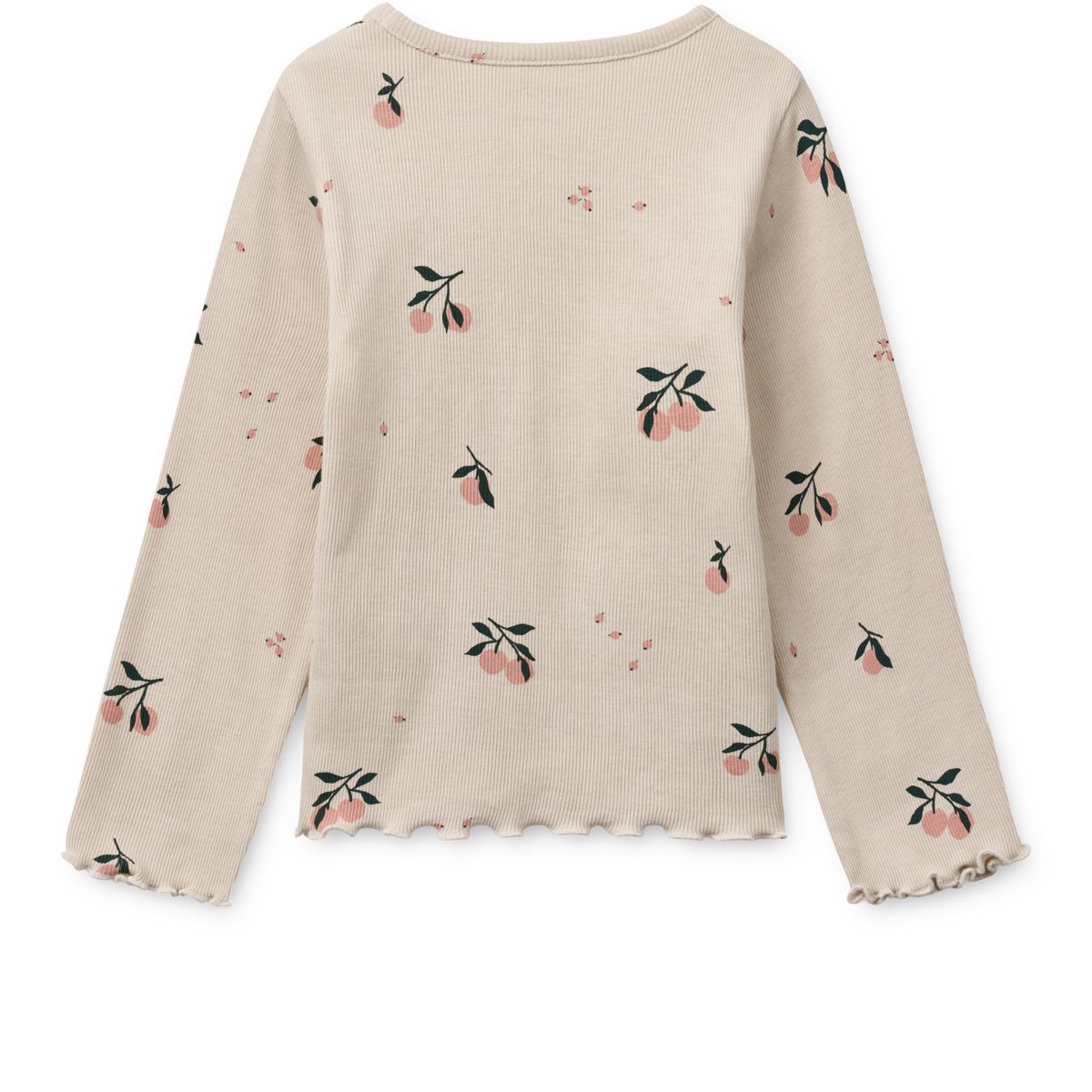 Nieve Printed Long-sleeve Rib T-shirt - Peach / Sea shell