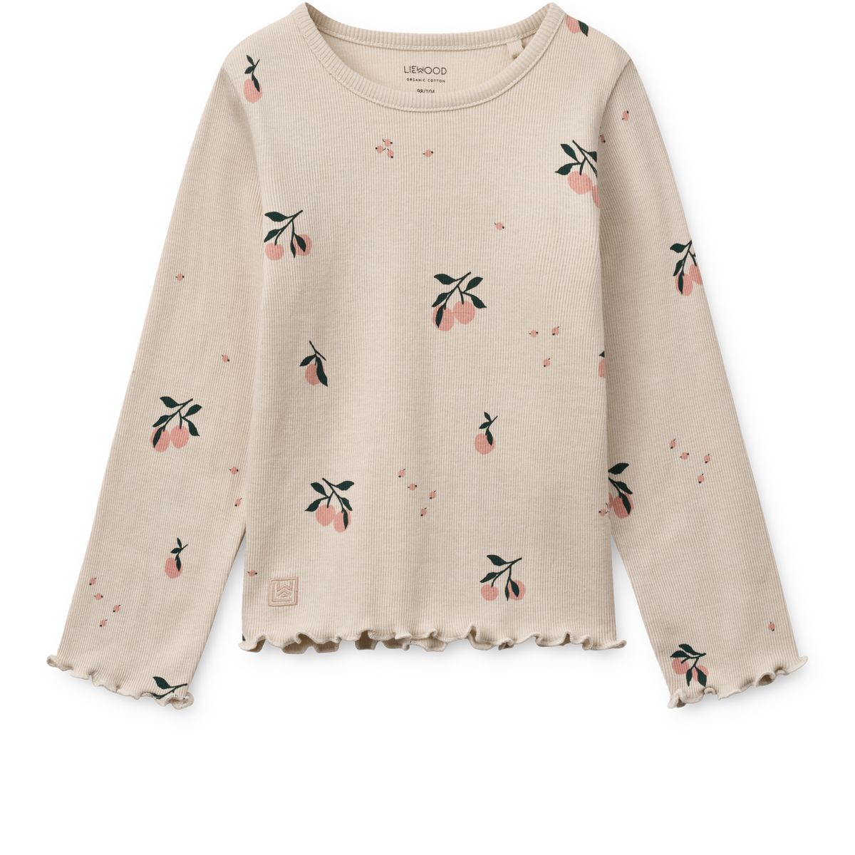 Nieve Printed Long-sleeve Rib T-shirt - Peach / Sea shell
