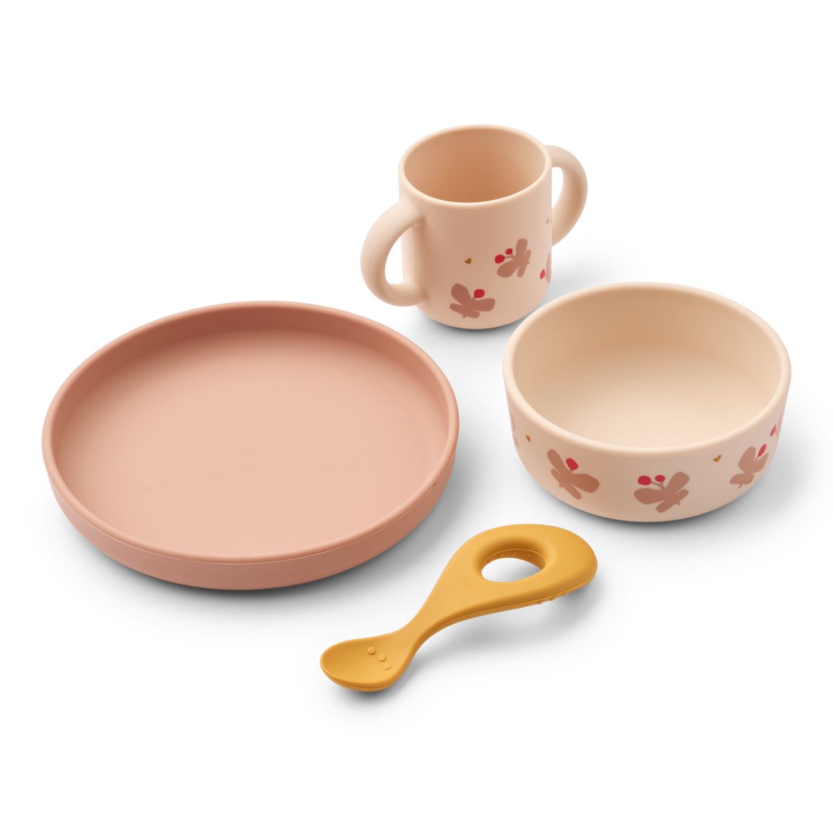 Vivi Silicone Tableware Set - Butterfly / Apple blossom