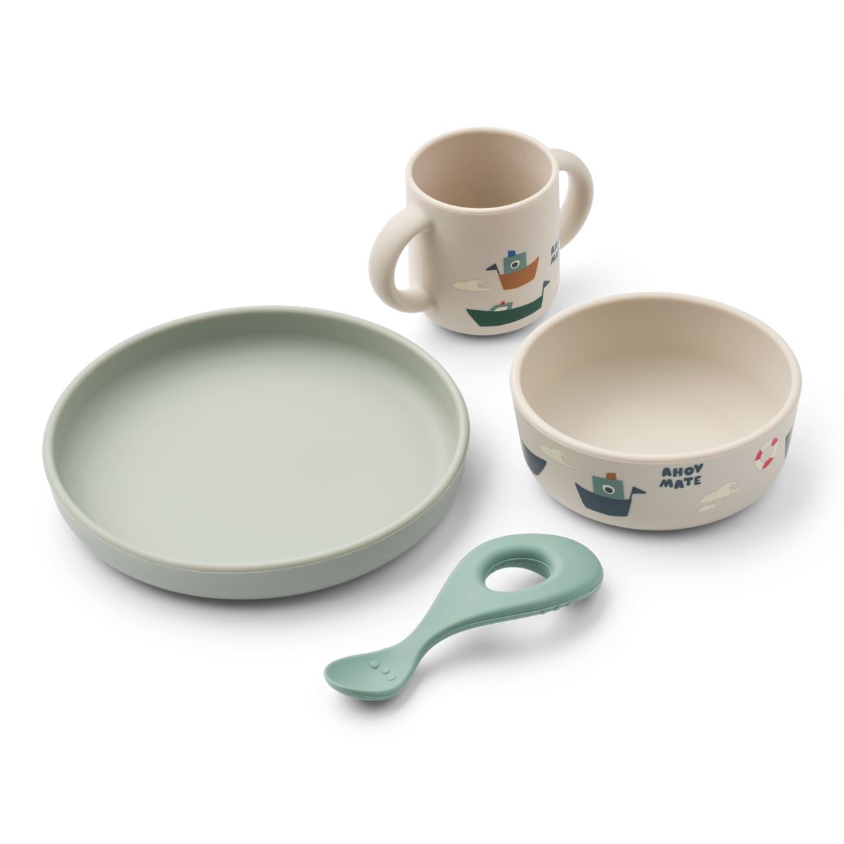 Vivi Silicone Tableware Set - Sailing / Sandy