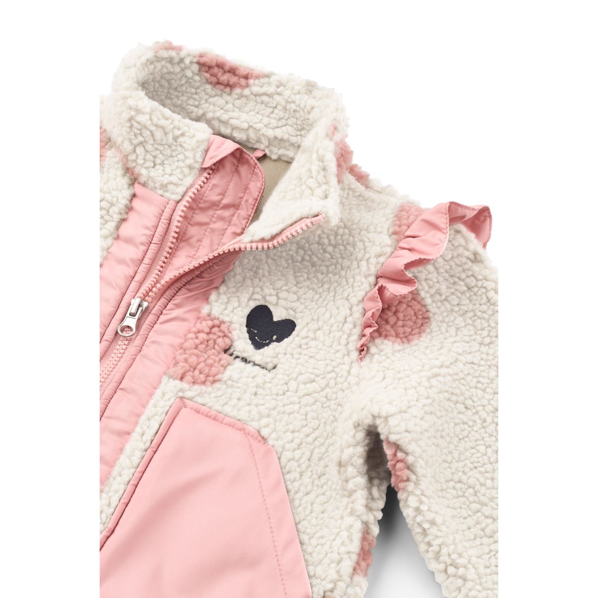 Liewood Noam Pile Jacket with Frill - Spot dot Sandy / Rose blush mix - JACKET