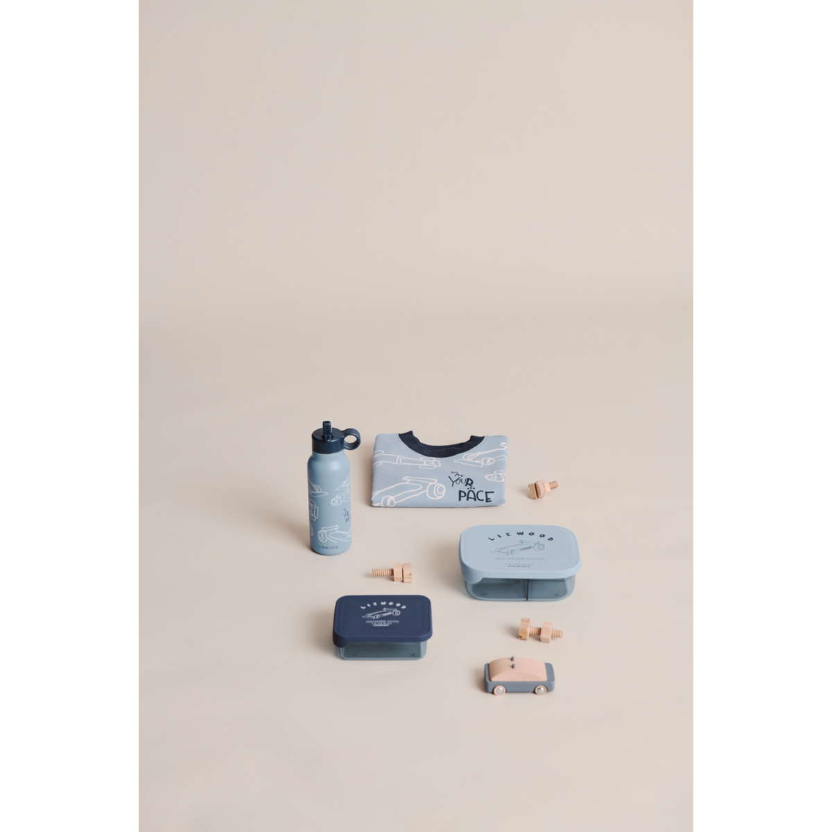 Liewood Arthur Tritan Lunchbox - Race cars / Beach blue - LUNCHBOX