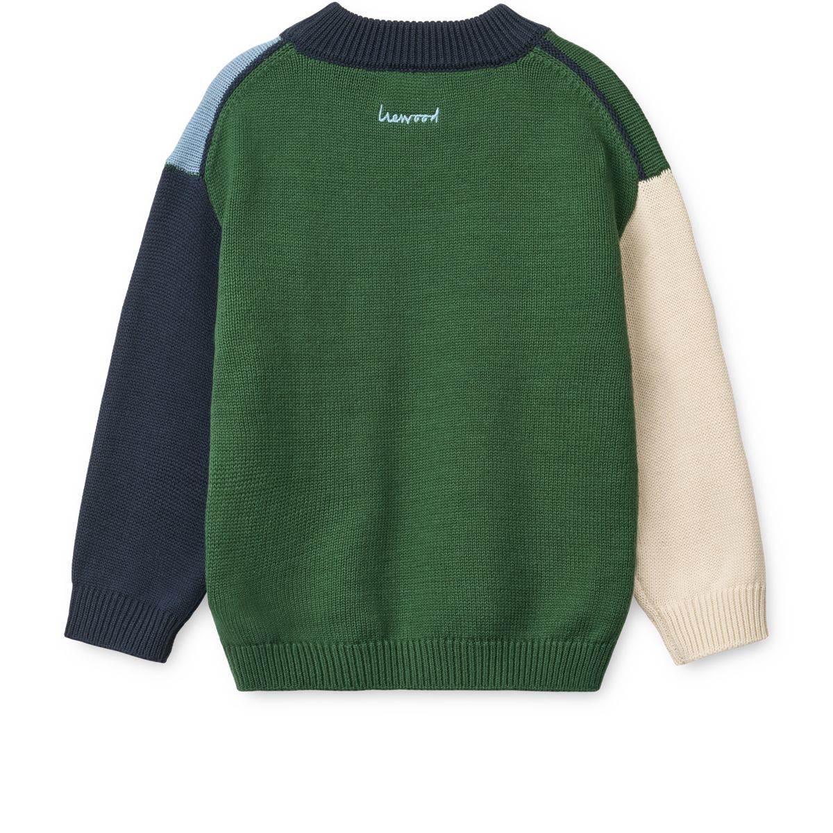 ORLANE Broderet Striktrøje - Beach blue multi mix