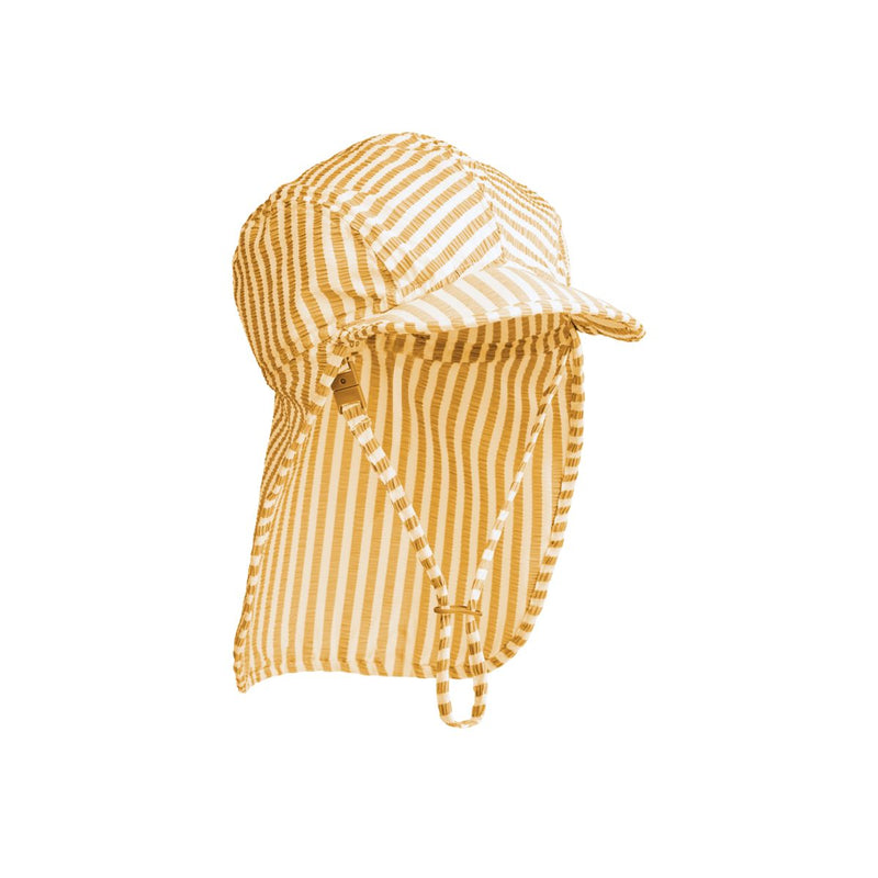 Liewood Lusio seersucker sun hat - Y/D stripe Yellow Mellow/ Creme de la creme - SWIM HAT