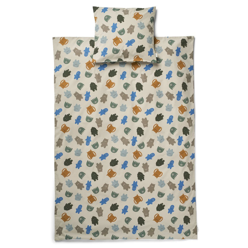 Liewood Ingeborg Junior Bedding 100x140 - Monsters Blue mix - BEDDING