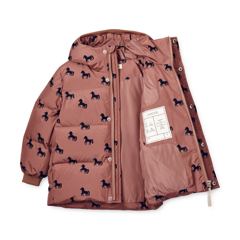 Liewood Palle Puffer Down Jacket - Horses / Dark rosetta - JACKET