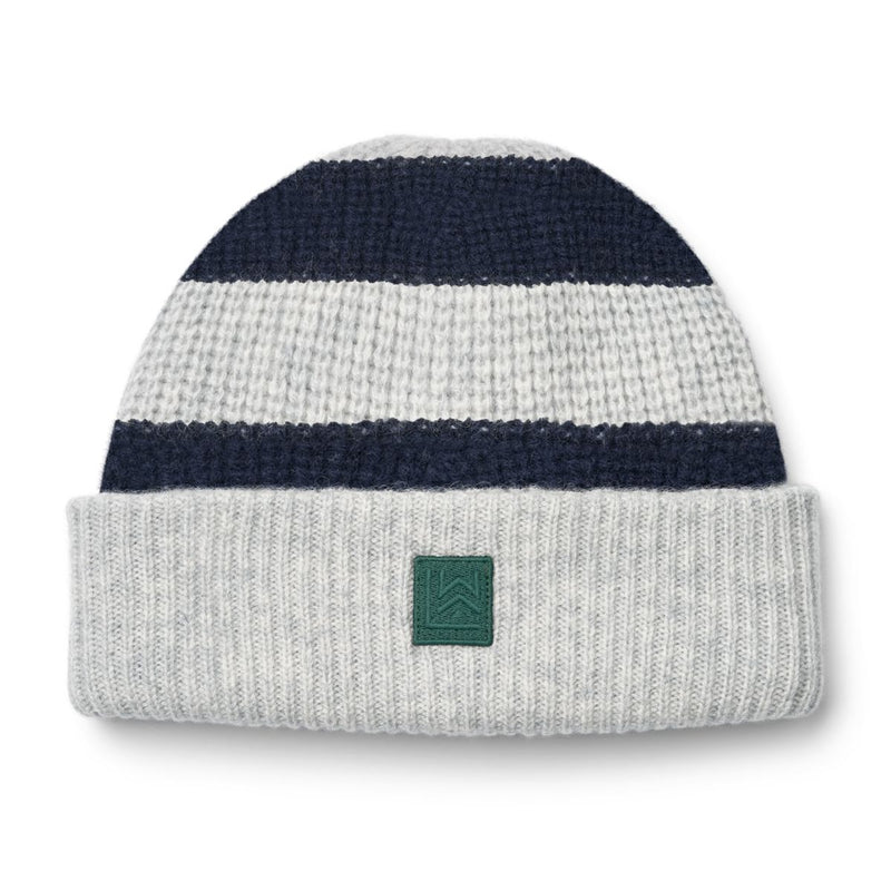 Liewood Emilio Beanie Hat - Y/D: Stripe: Classic navy / Light grey melange - HATS/CAP