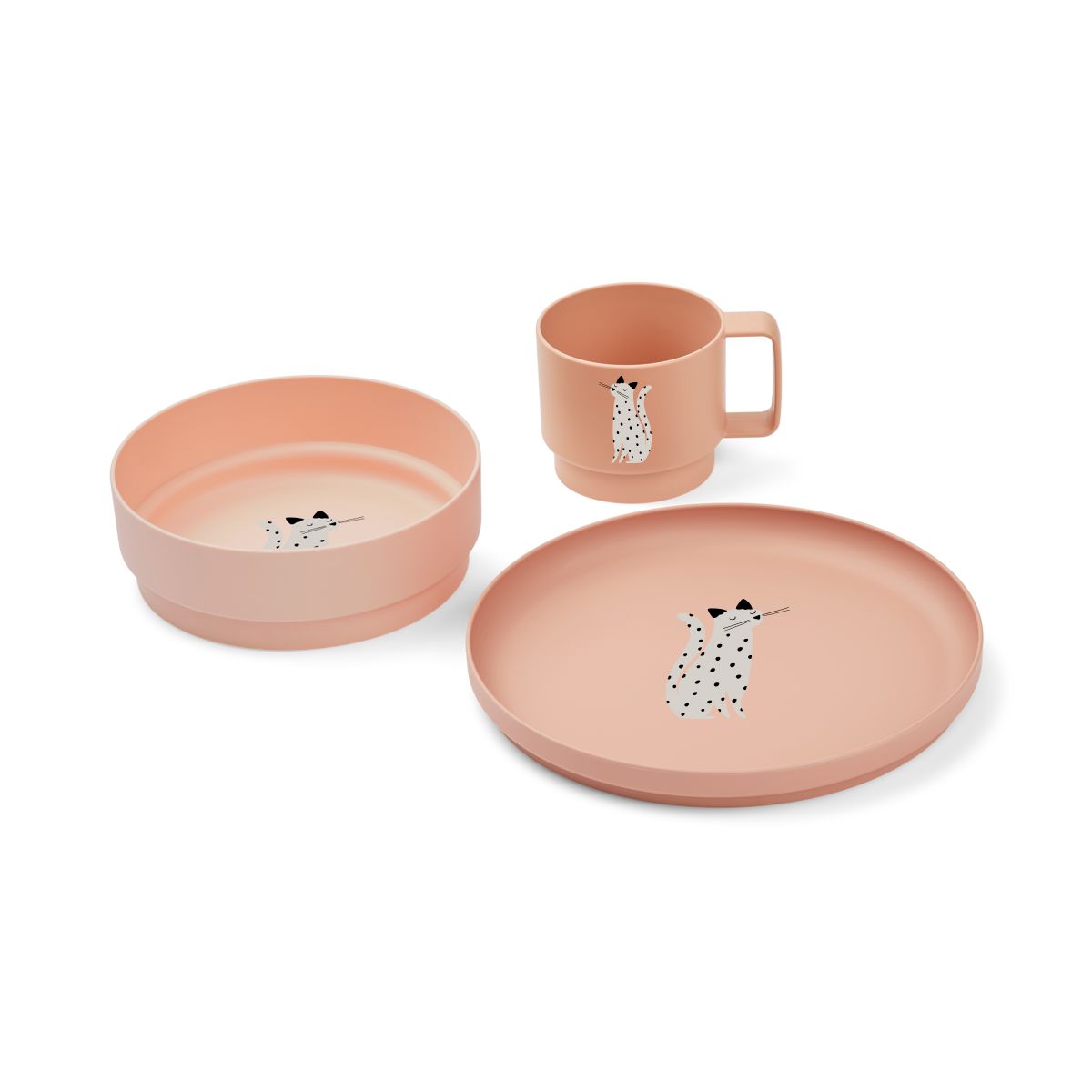 Liewood Archi Tableware Set - Cat / Tuscany rose - TABLEWARE SET