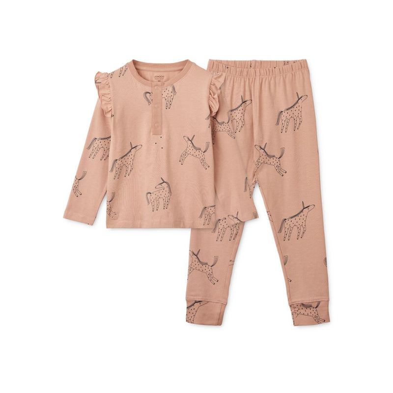 Liewood Wilhelm Printed Frill Pyjamas Set - Unicorn / Pale tuscany - PYJAMAS SET