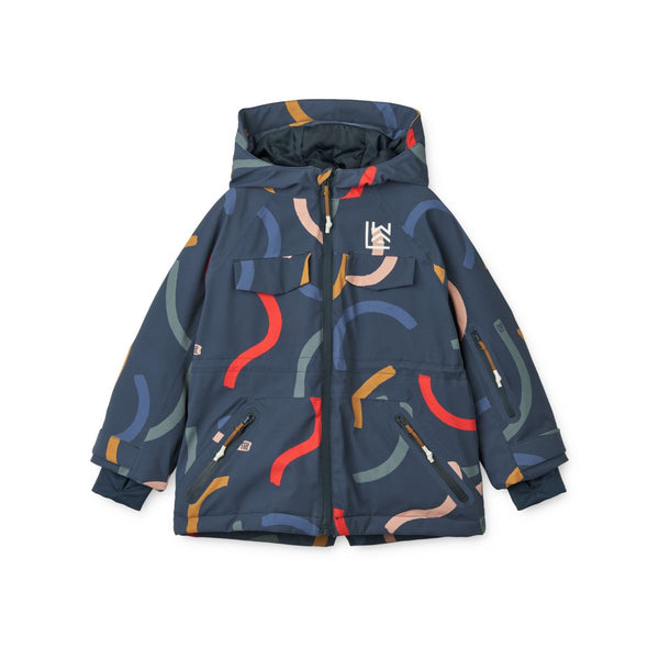Liewood Kalle Snow Jacket - Graphic swirls / Classic navy - JACKET