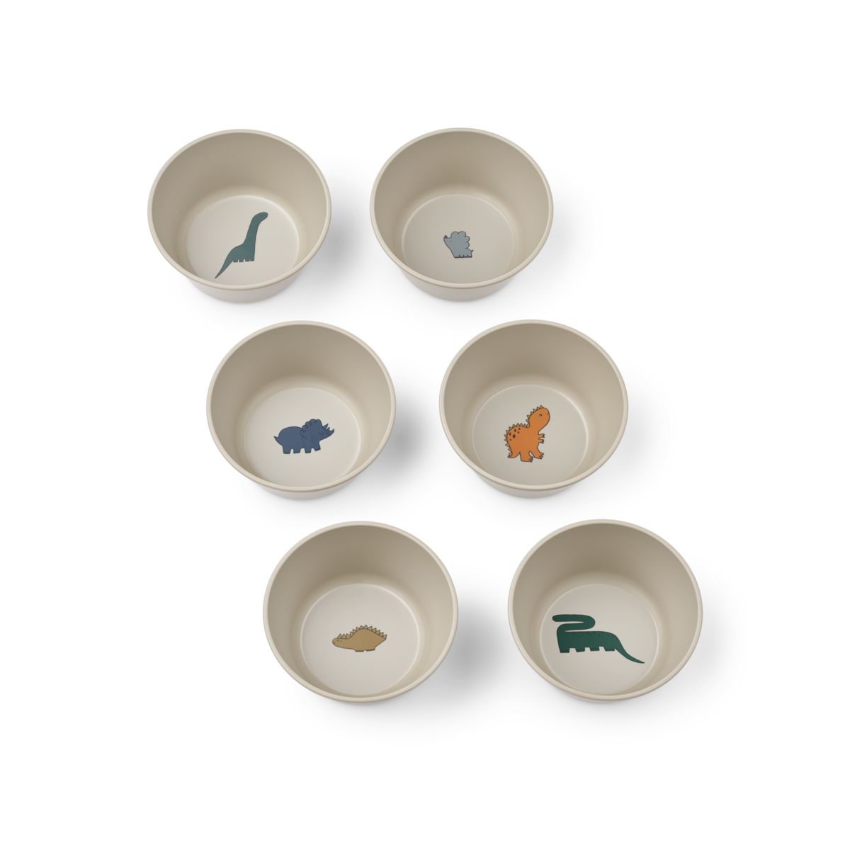 Liewood Cees bowl 6-pack - Dinosaurs / Mist - BOWL