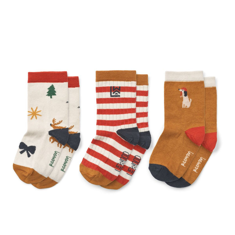 Liewood Silas Socks 3-Pack - Holiday / Sandy mix - SOCKS/STOCKINGS
